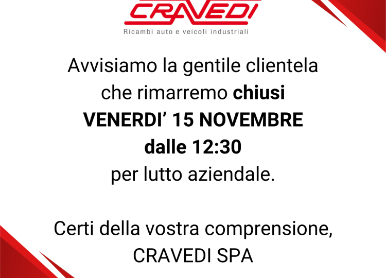 AVVISO CHIUSURA 15 NOVEMBRE